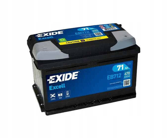 фото №1, Аккумулятор exide excell 12v 71ah 670a p+ eb712