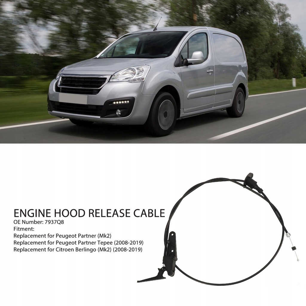 фото №10, Трос отпускающая maskę7937q8 отверстие крышки капот двигателя dla partner tepee