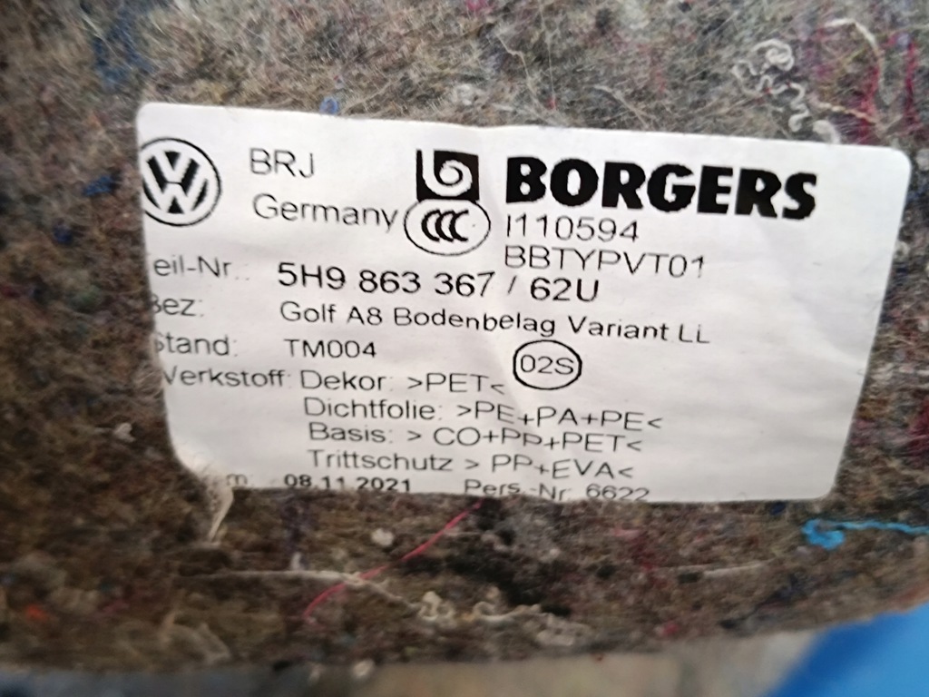 фото №9, Vw golf viii 8 variant 2.0tdi 85kw 2022r обшивка коврик пол 5h9863367