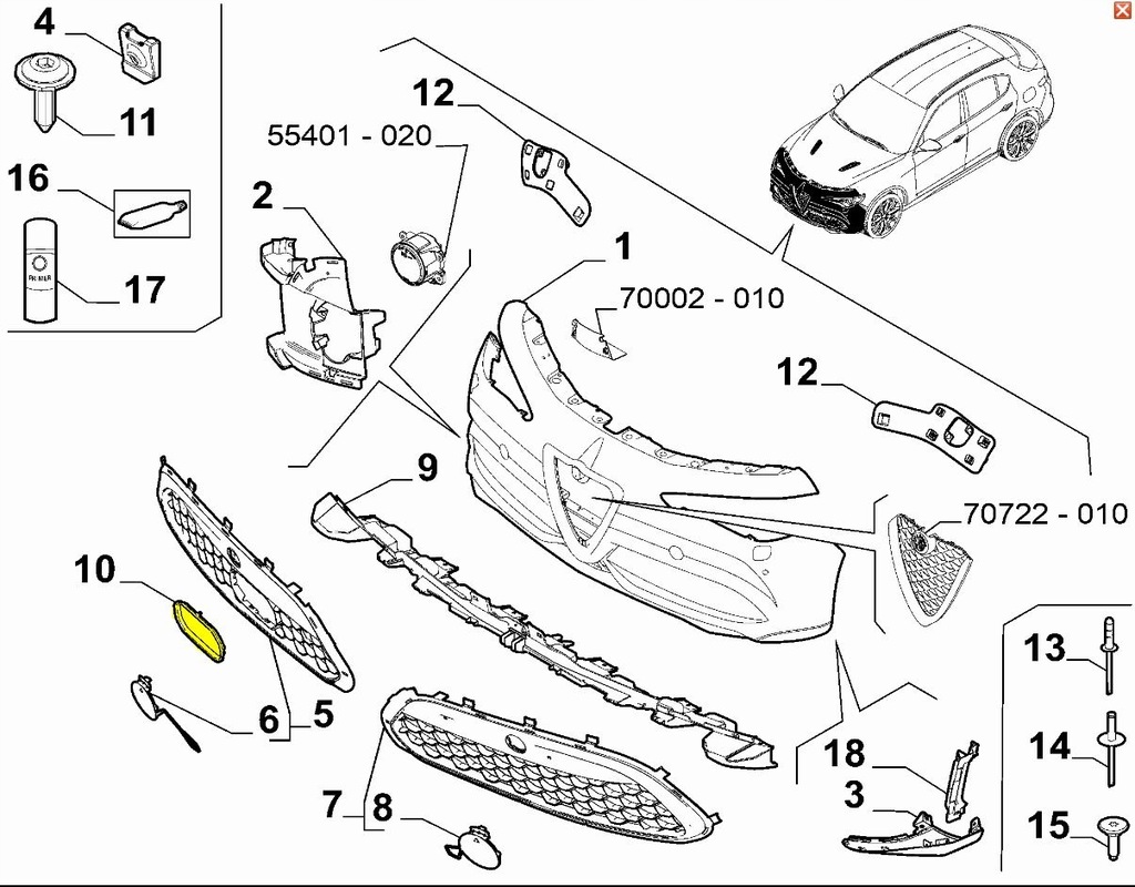 фото №1, Заглушка радара w kratce alfa romeo stelvio 2022-