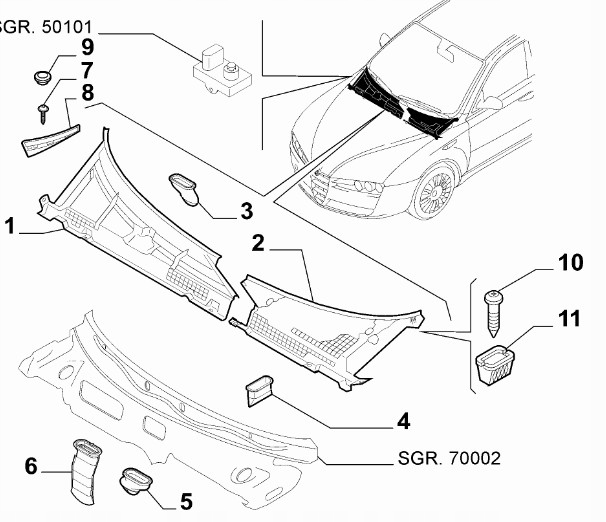 фото №9, Накладка защита жабо правый перед alfa romeo brera 159 оригинальный номер 156074516