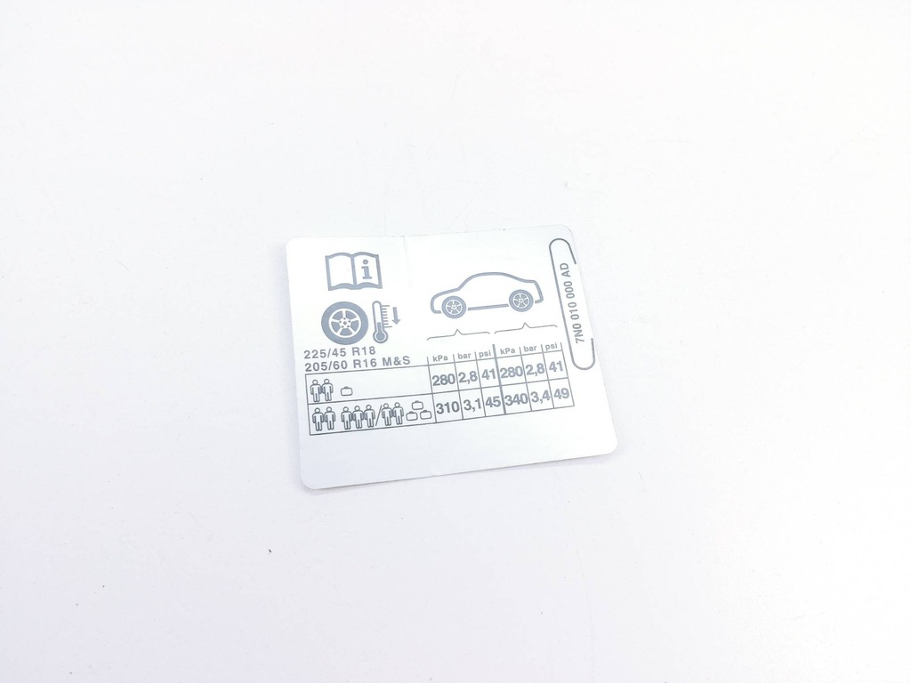 фото №1, Наклейка етикетка vw sharan 7n 7n0010000ad