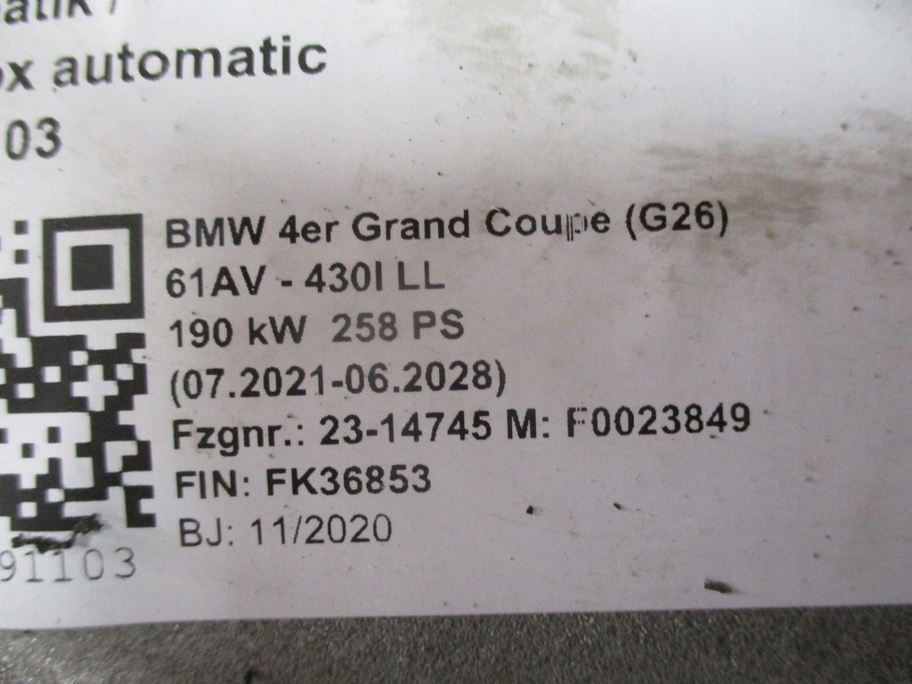 фото №7, Коробка передач передач bmw 4 g26 3,0i ga8l51cz