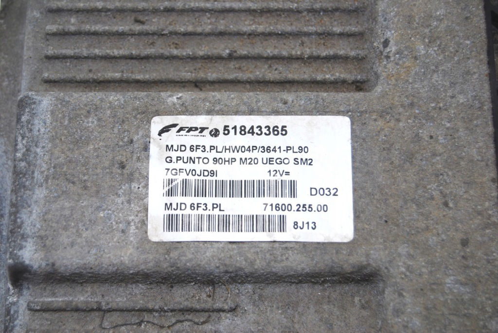 фото №7, Бортовий комп'ютер блок керування двигуна fiat grande punto 1,3 jtd 51843365 d032 mjd 6f3