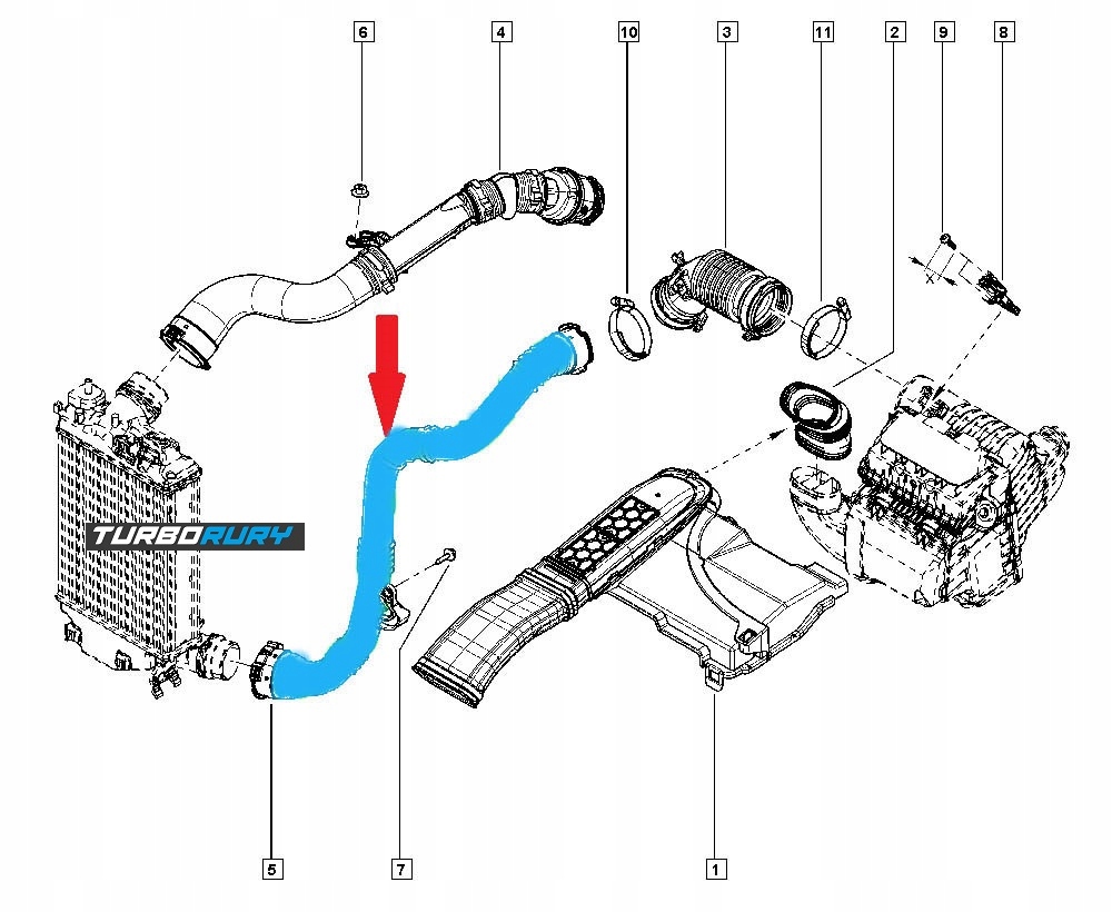 Труба turbo renault megane scenic iv qashqai ii 1.5dci 144608957r 1446000q1b Зі Шроту