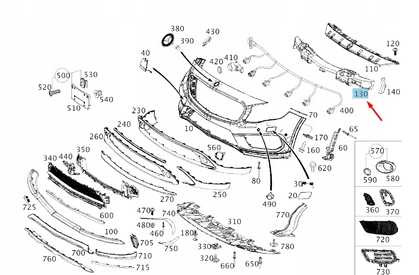 фото №1, Mb gla x156 передня частина бампер center impact абсорбер a1568857000