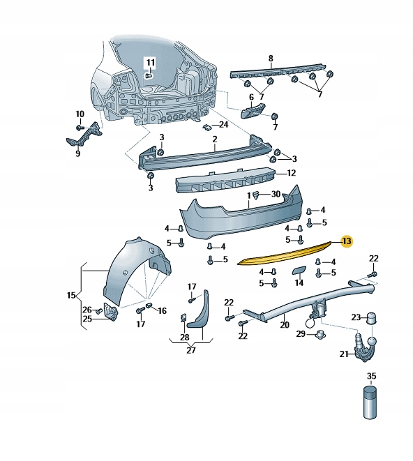 фото №1, Спойлер заднего бампера skoda rapid 5jj807521 оригинал