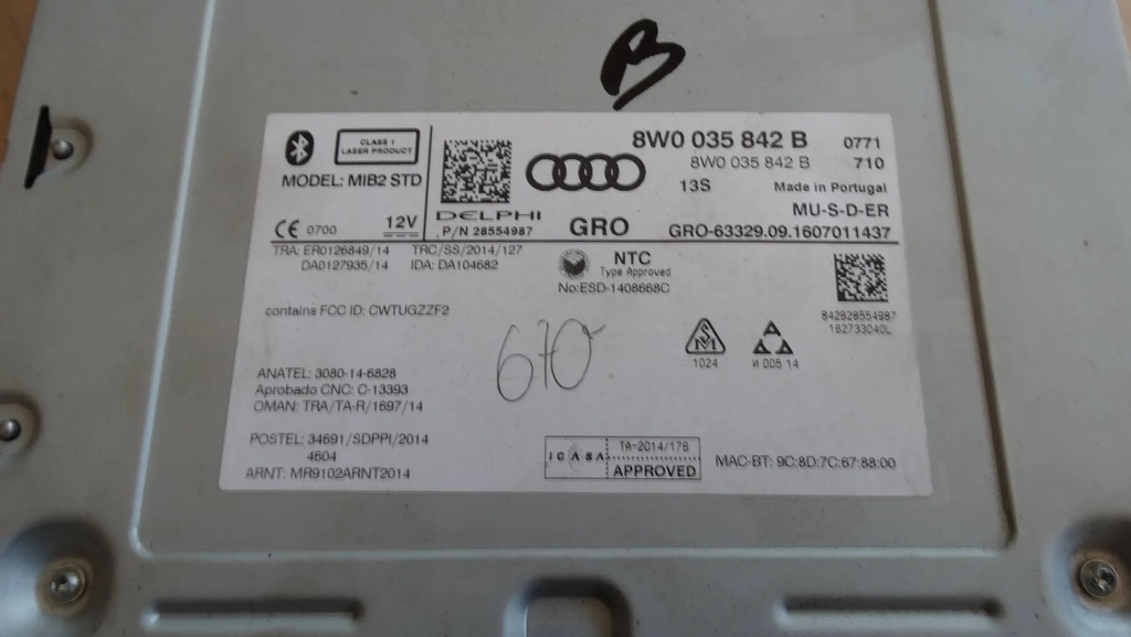 фото №6, Считыватель mmi 8w0035842b audi a4 b9