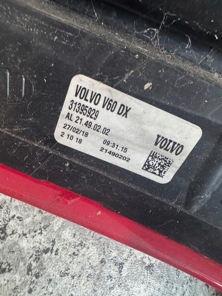 фото №9, Лампа правый задняя volvo v60 i 2011-2018 w-wa 31395929