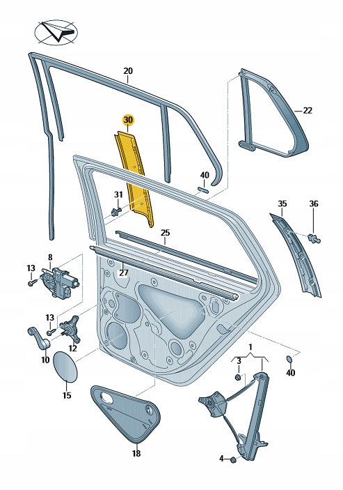фото №2, Накладка рама двері стійка b vw golf vii права