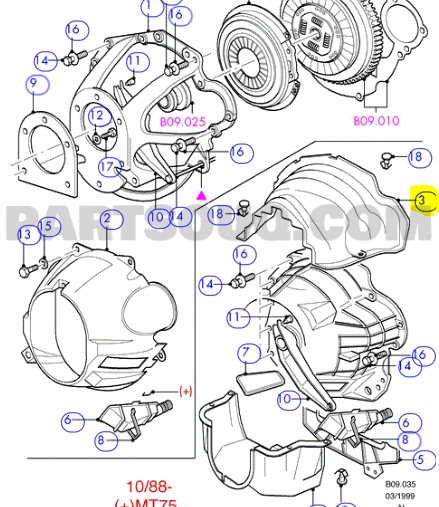 Pokrywa-obudowa зчеплення ford transit ey 1994-2000 оригінальний номер 98vb-7611-cb 1039892 Київ