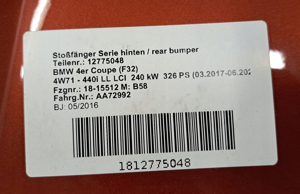 фото №6, Bmw 4 f32 f33 lci бампер задня задній 440 c1x 6 pdc sport