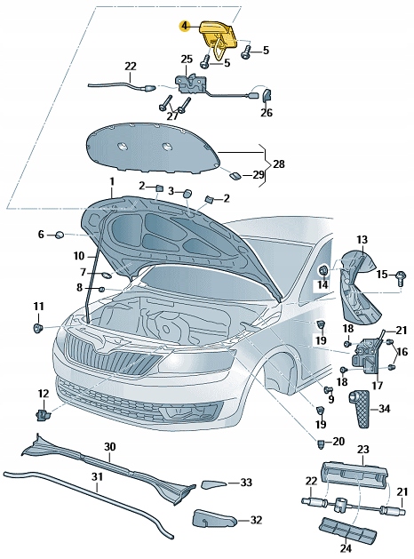 фото №2, Засувка капот передньої skoda rapid оригінал