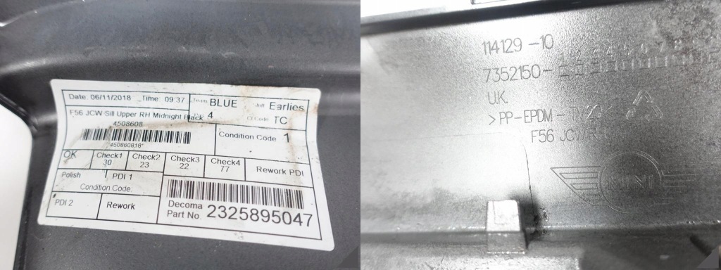 Mini cooper f56 jcw порог молдинг накладка правая Оригинал