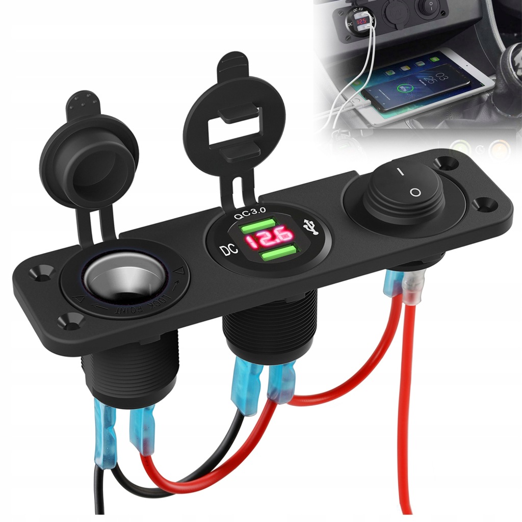 фото №1, Роз'єм прикурювача 12v usb woltomierz автомобільний панель авто