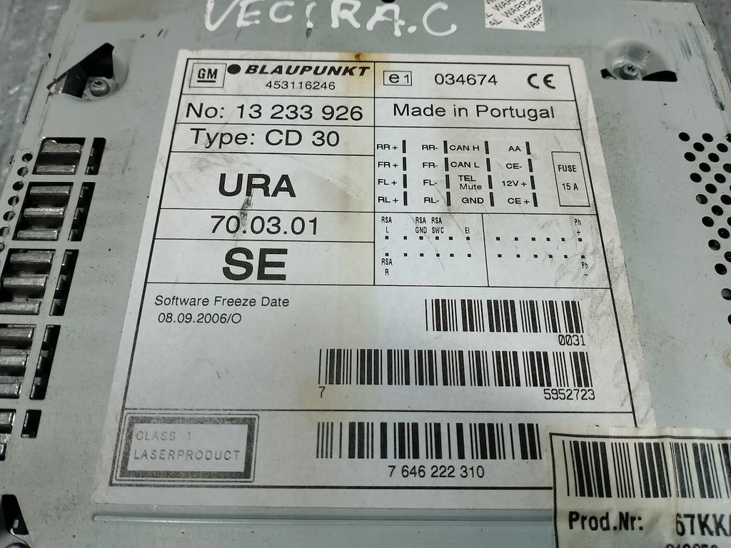 фото №7, Радіо cd opel vectra c 13265760 13233926 13233926se 7646222310