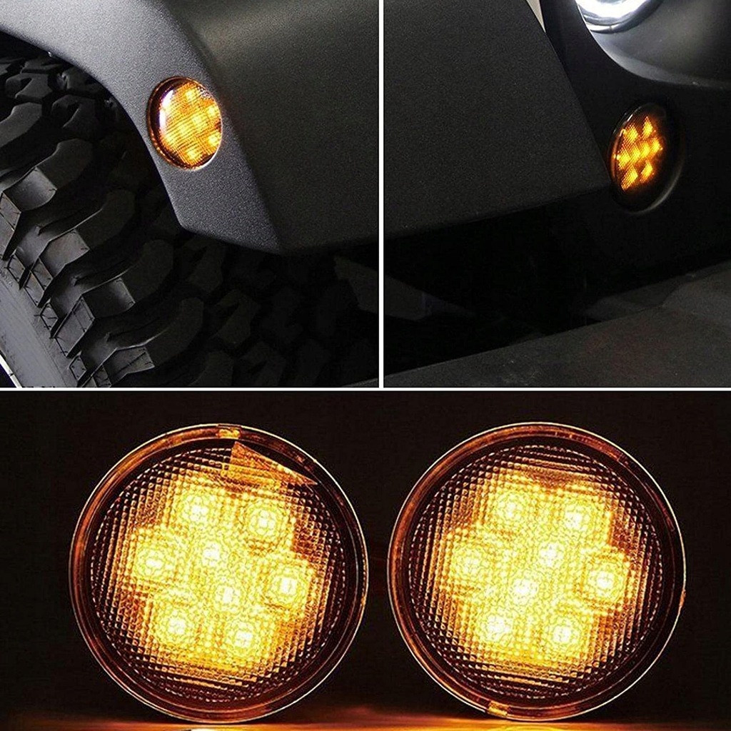 фото №10, Ліхтарі led кільця + поворотники drl jeep wrangler jk yj 07-18 halo