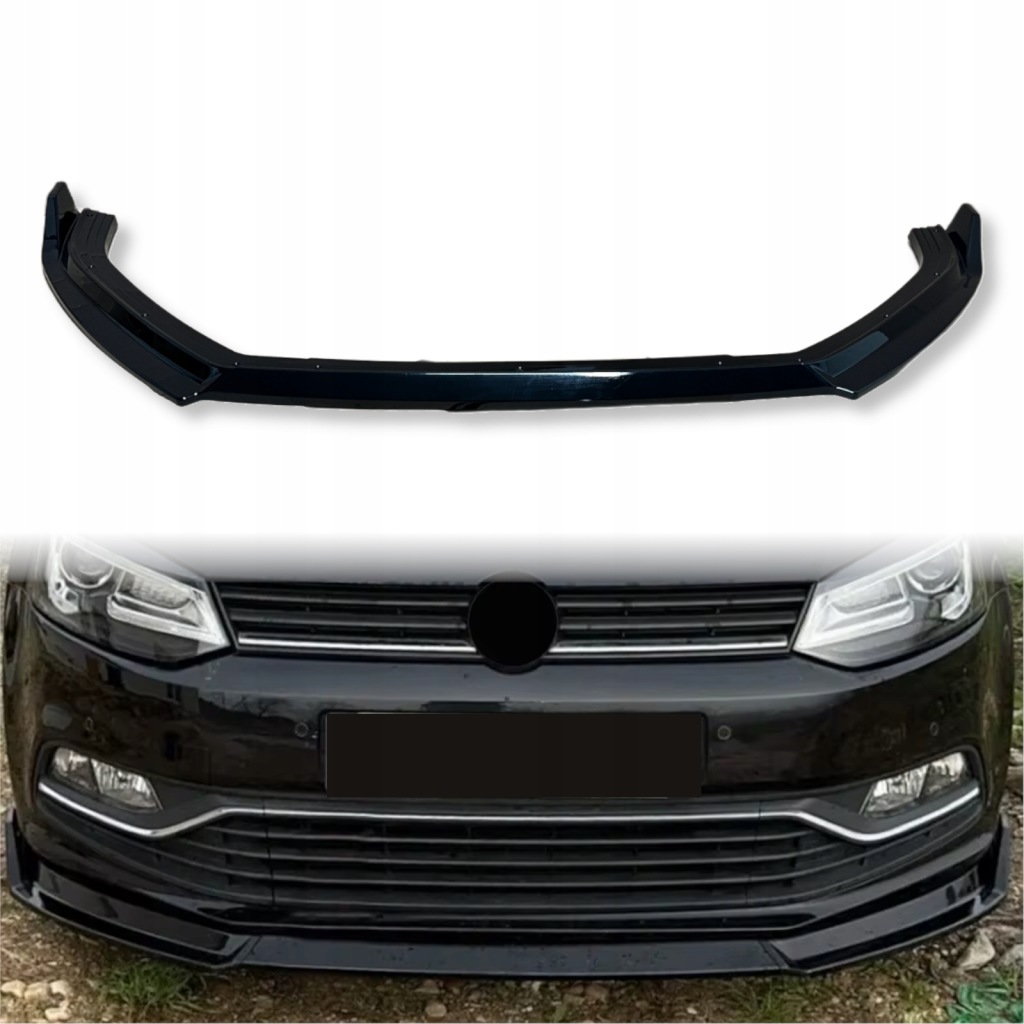 фото №1, Накладка бампера сплиттер vw polo 2014-2017 чёрный блеск