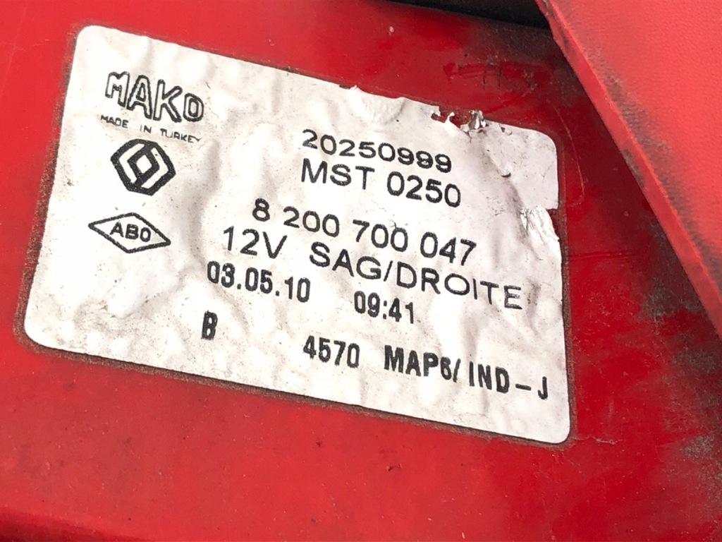 фото №5, Лампа правый задняя renault thalia ii 8200700047 sedan/limuzyna