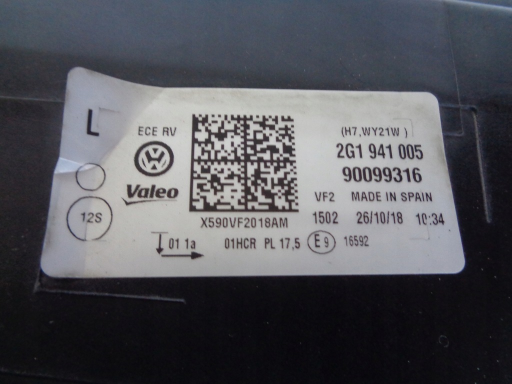 фото №8, Volkswagen оригинальный номер 2g1941005 фара