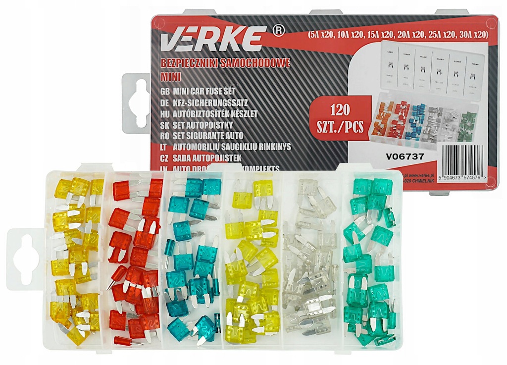 фото №9, Verke v06737 предохранители автомобильные płytkowe набор mini maxi 5-30a