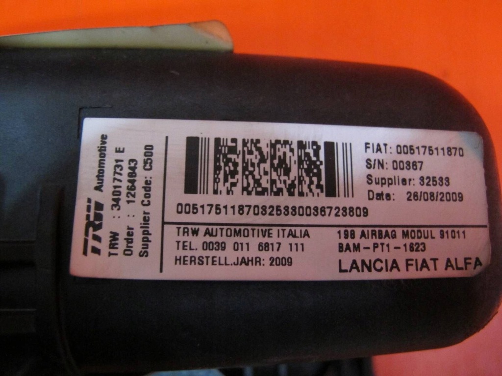 фото №10, Fiat bravo 198 ii 2 подушки безпеки подушка безпеки панель приладів панель приладів консоль ремені натягувачі kpl