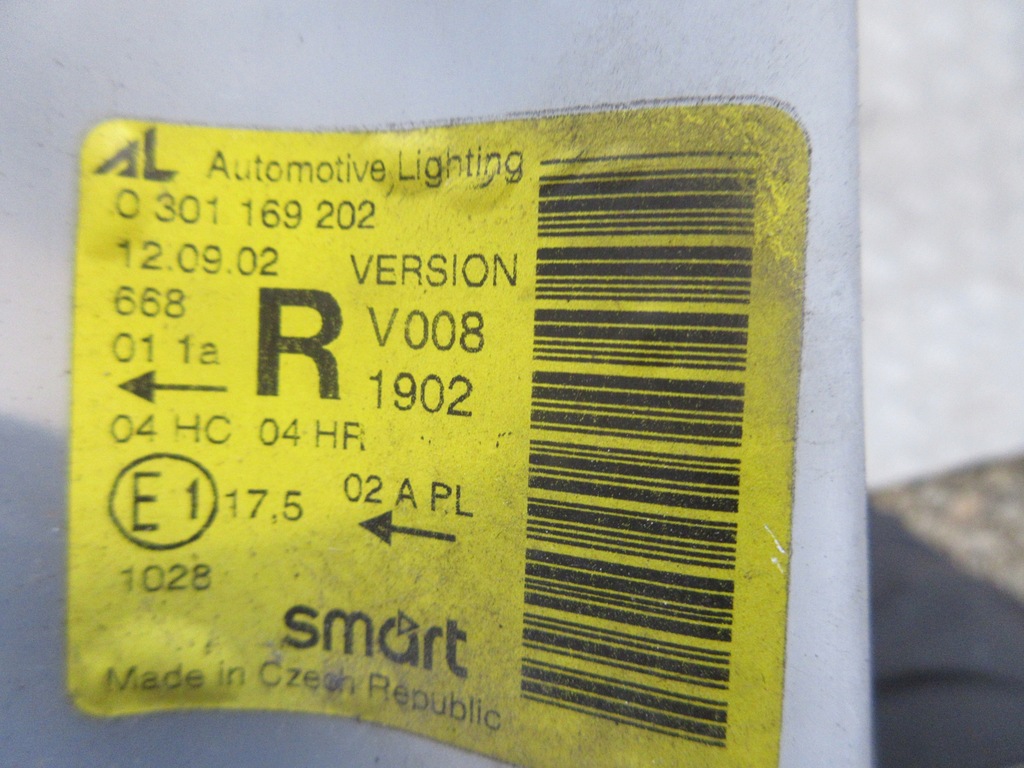 фото №7, Лампа фара правий smart fortwo i 450 lift europa cabrio