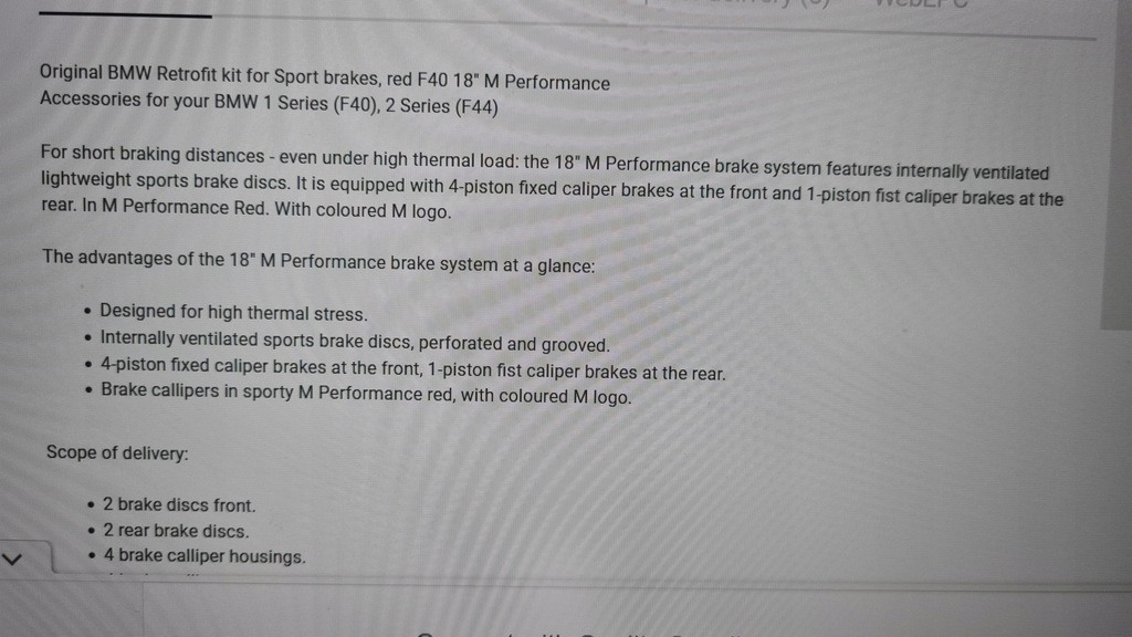 фото №15, Супорти brembo 360mm гальмівні диски гальмівні колодки bmw 1 f40 f44