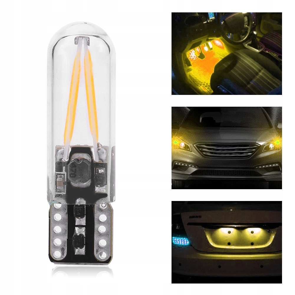 Купить 8-28v w5w t10 стеклянная лампочка cob led