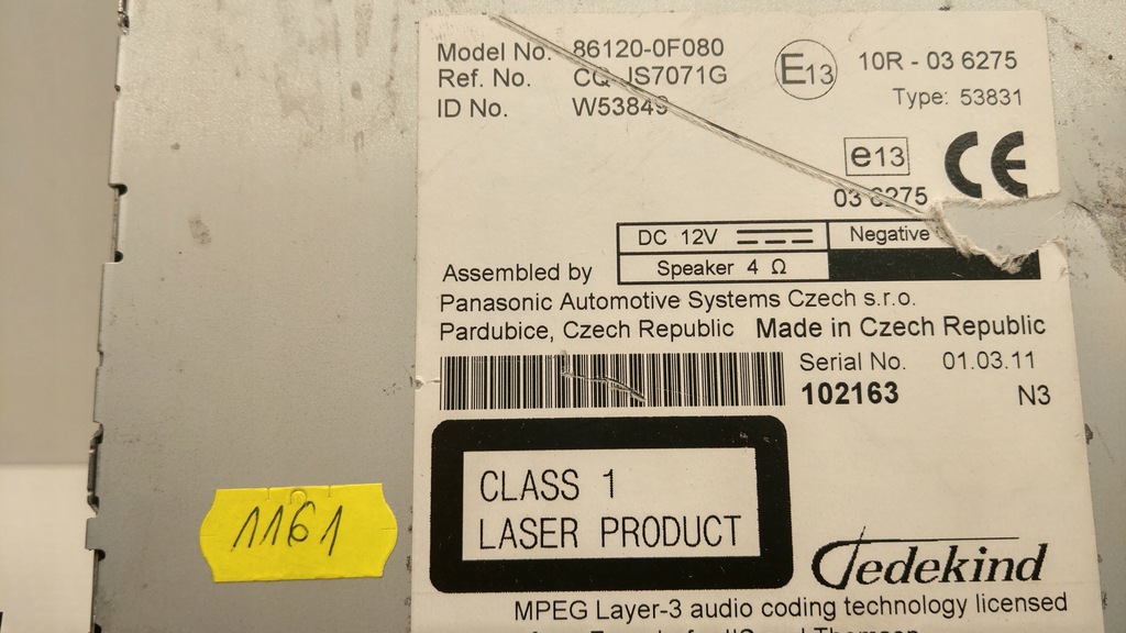 фото №4, Радио cd mp3 toyota verso 86120-0f080