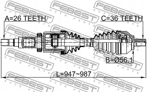 Cv axle вал assembly правый 26x987x36 2714-s40rh Цена