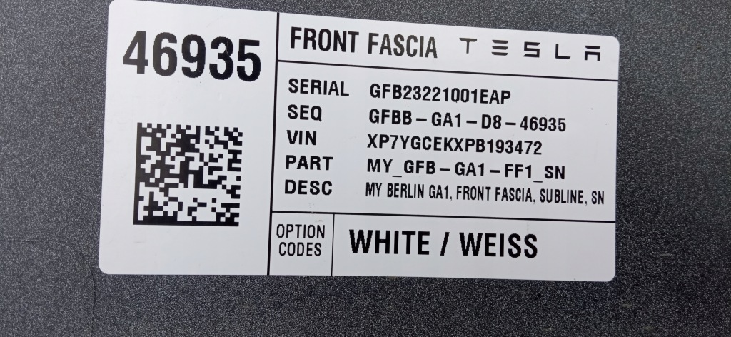 Tesla model y bez pdc бампер перед передний 1540100-06c с Разборки