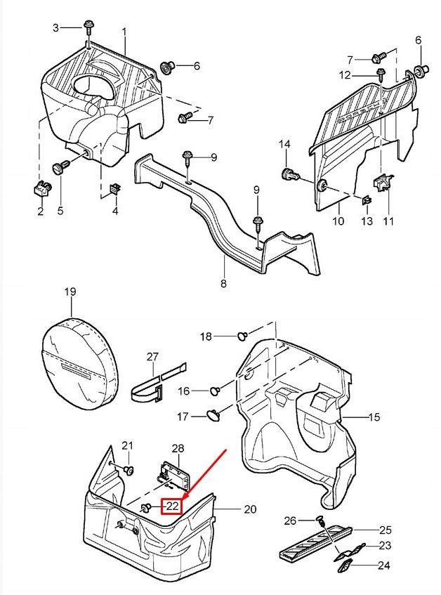 Porsche boxster 986 гайка панель отделка багажника 99950756540 с Разборки