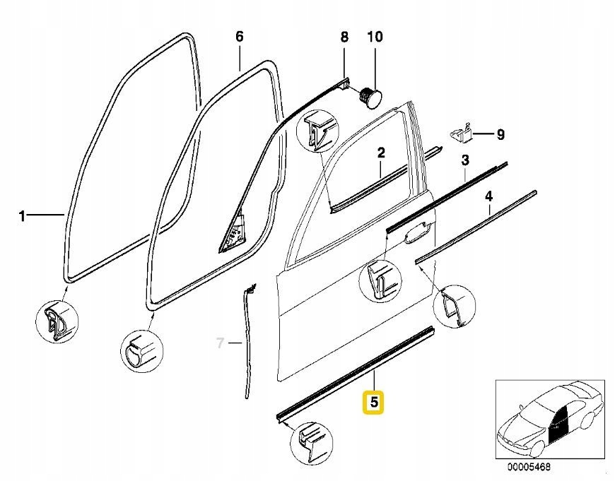 фото №8, Оригинальная нижняя прокладка дверь передних bmw e39 левая