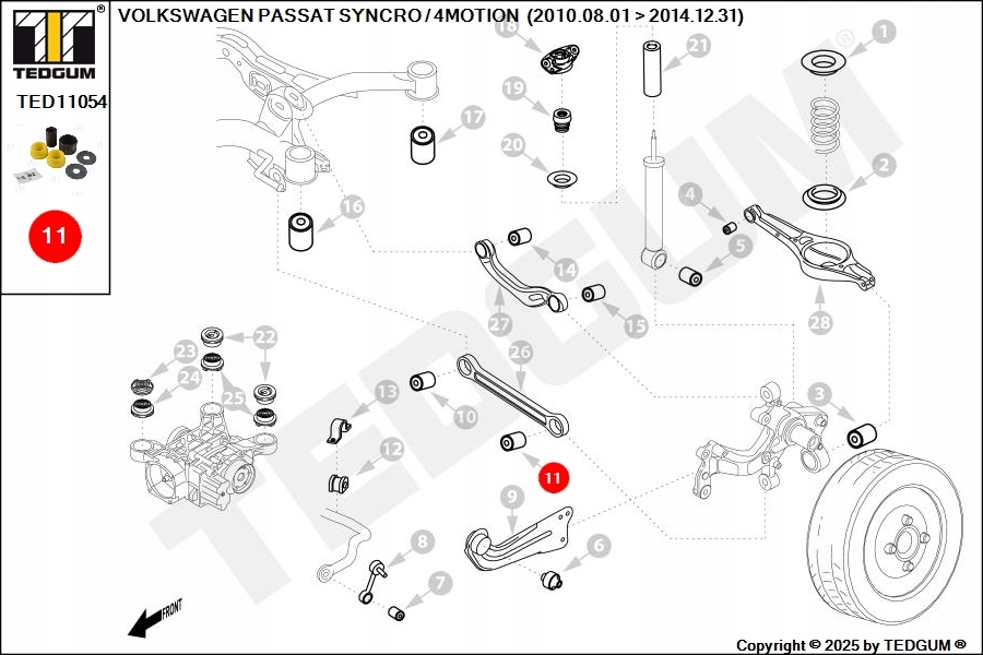 фото №13, Поліуретанова втулка важеля заднього поперечний нижній передній zew
