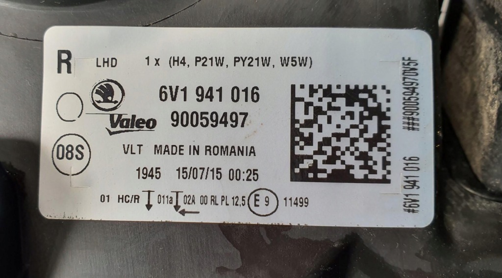 фото №8, Лампа правый перед skoda fabia 3 iii 6v1941016 euro