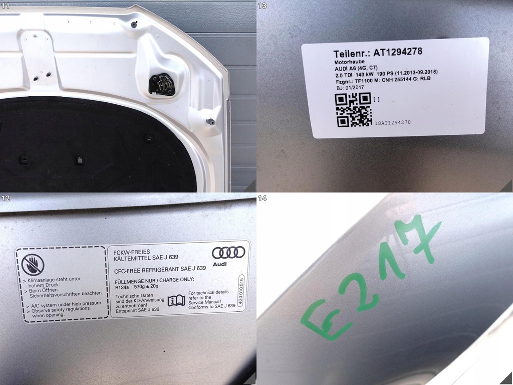 фото №12, Audi a6 s6 rs6 4g0 c7 10-18 lift капот кришка двигуна лак x7p