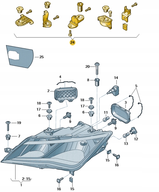 фото №1, Набір кріпильний фара правий seat leon оригінал 5f0998226
