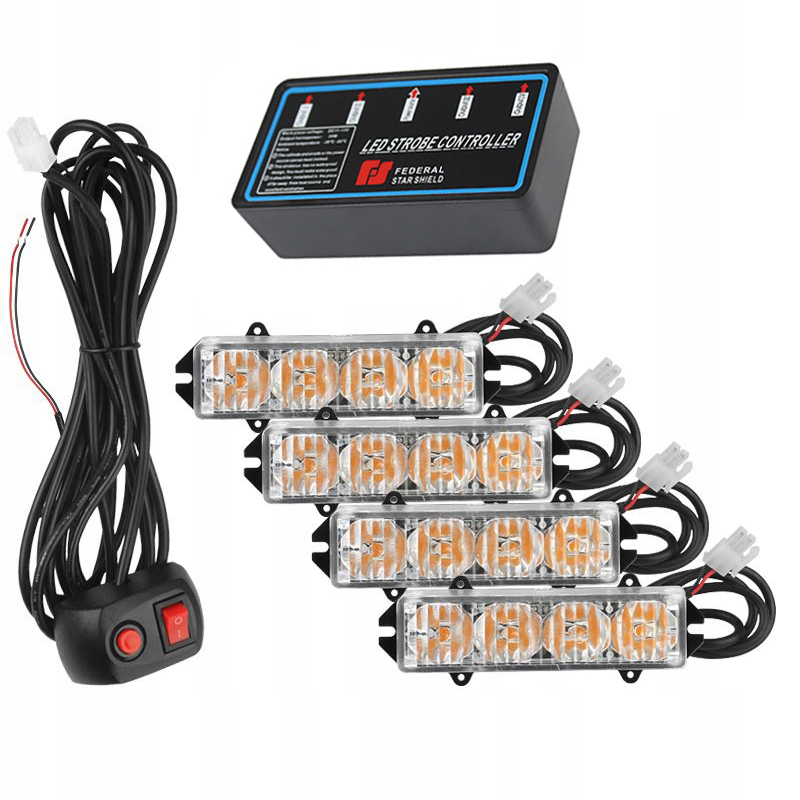 Купить 4x stroboskopowa лампа led предупредительная оранжевая pomoc эвакуатор 12v 24v