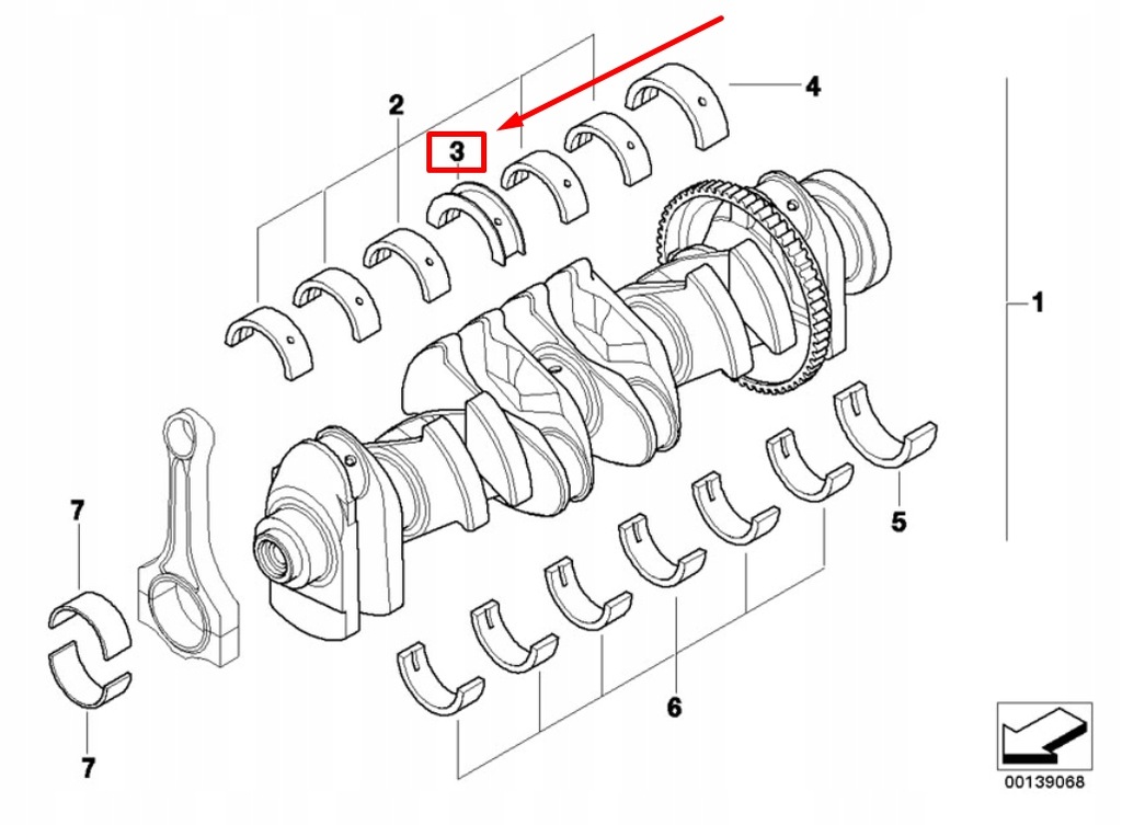 фото №7, Bmw z4 roadster e89 коленвал подшипник shell 11218605858 8605858