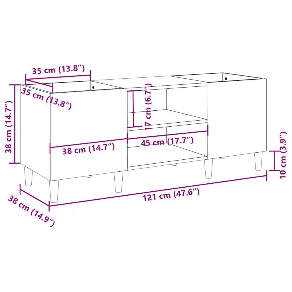 Vidaxl шафа на плита, затонований dąb, 121x38x48 cm Київ