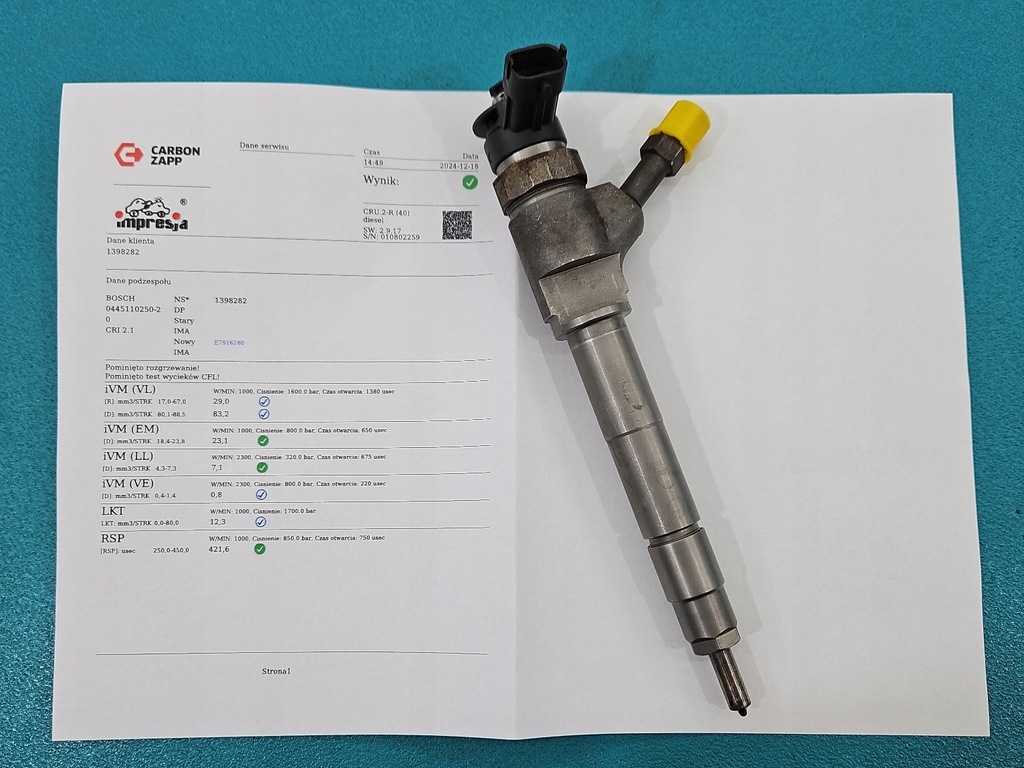 фото №1, Проверенный форсунка ford ranger iv 98-11 0445110250 2.5 tdci