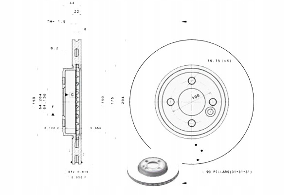 фото №2, Гальмівні диски гальмівні 2szt. mini r50 r53 r56 r57