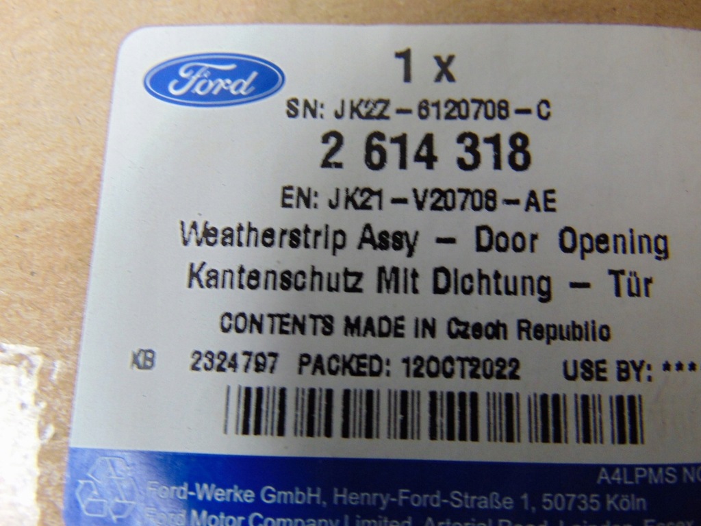 фото №7, Прокладка двері ford transit custom jk21-v20708-ae