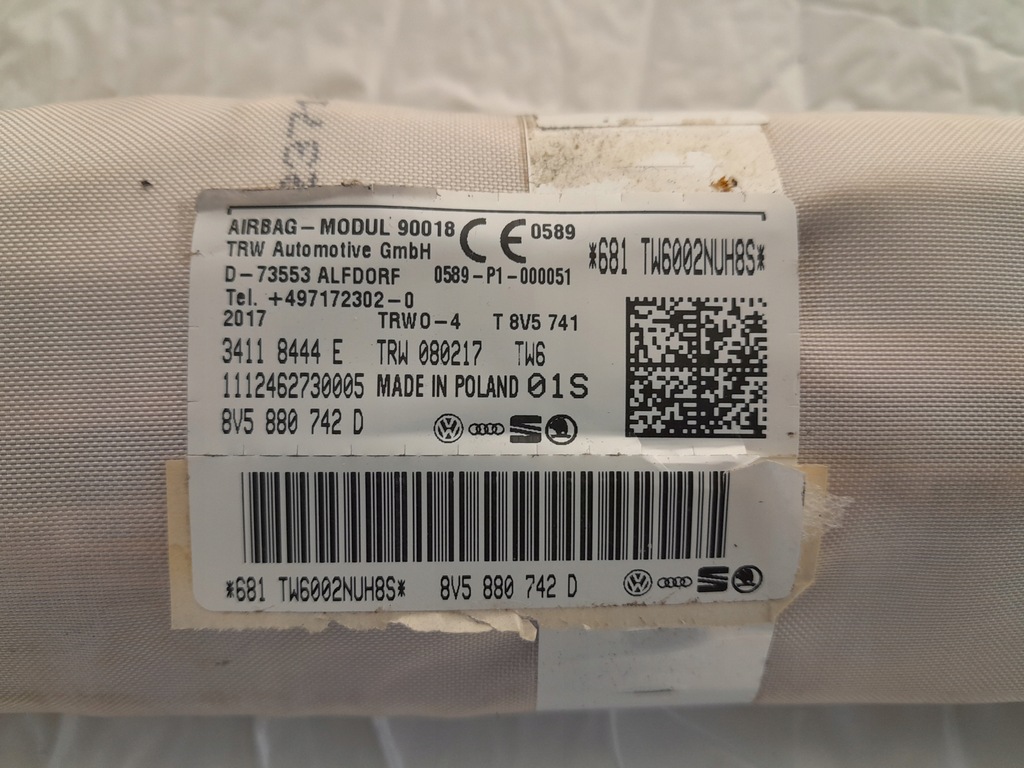 фото №5, Audi s3 8v lift sedan подушка воздушная шторка безопасности правая 8v5880742d