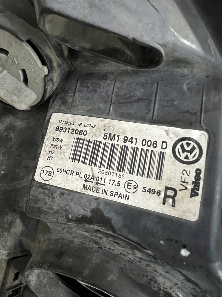 фото №9, Лампа передняя правая vw golf v plus обычная 5m1941006d