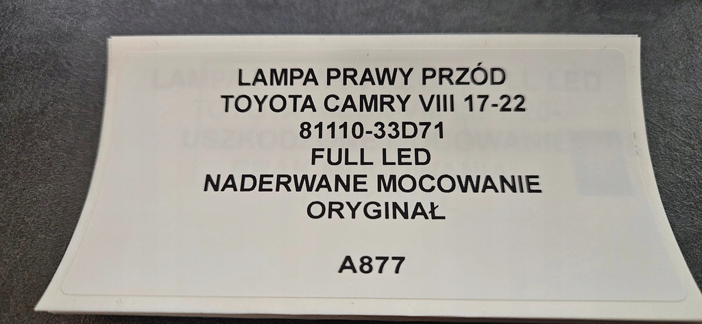 фото №9, Лампа правий перед toyota camry viii 17-22 оригінал