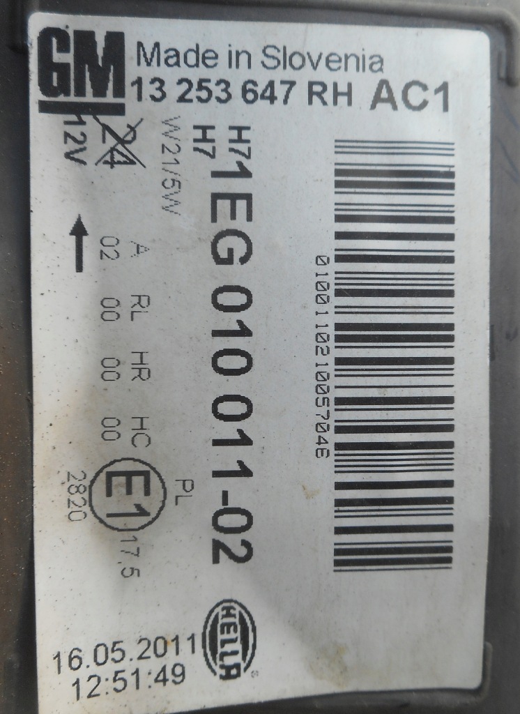 фото №8, Opel astra vi j лампа правая передняя перед 13253647