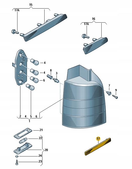 фото №2, Отражатель отражающий свет vw transporter t5 левая