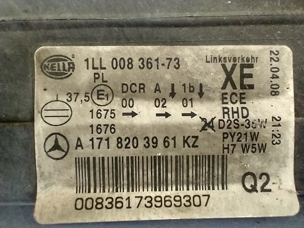 фото №14, Mercedes slk w171 r171 лампа левая перед ксенон поворотный a1718203961 anglik uk